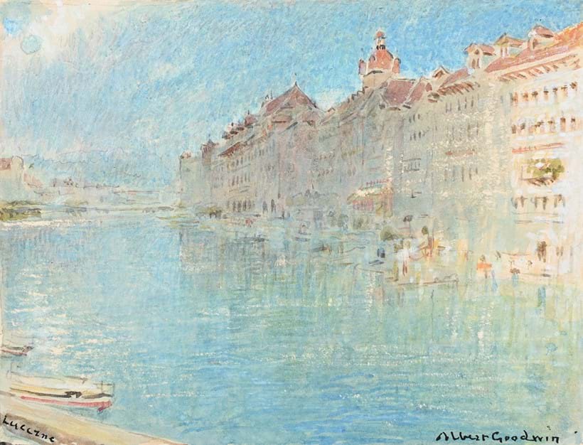 Inline Image - Lot 155: Albert Goodwin (British 1845-1932), 'Lucerne', Watercolour and coloured chalks | Est. £700-1,000 (+ fees)
