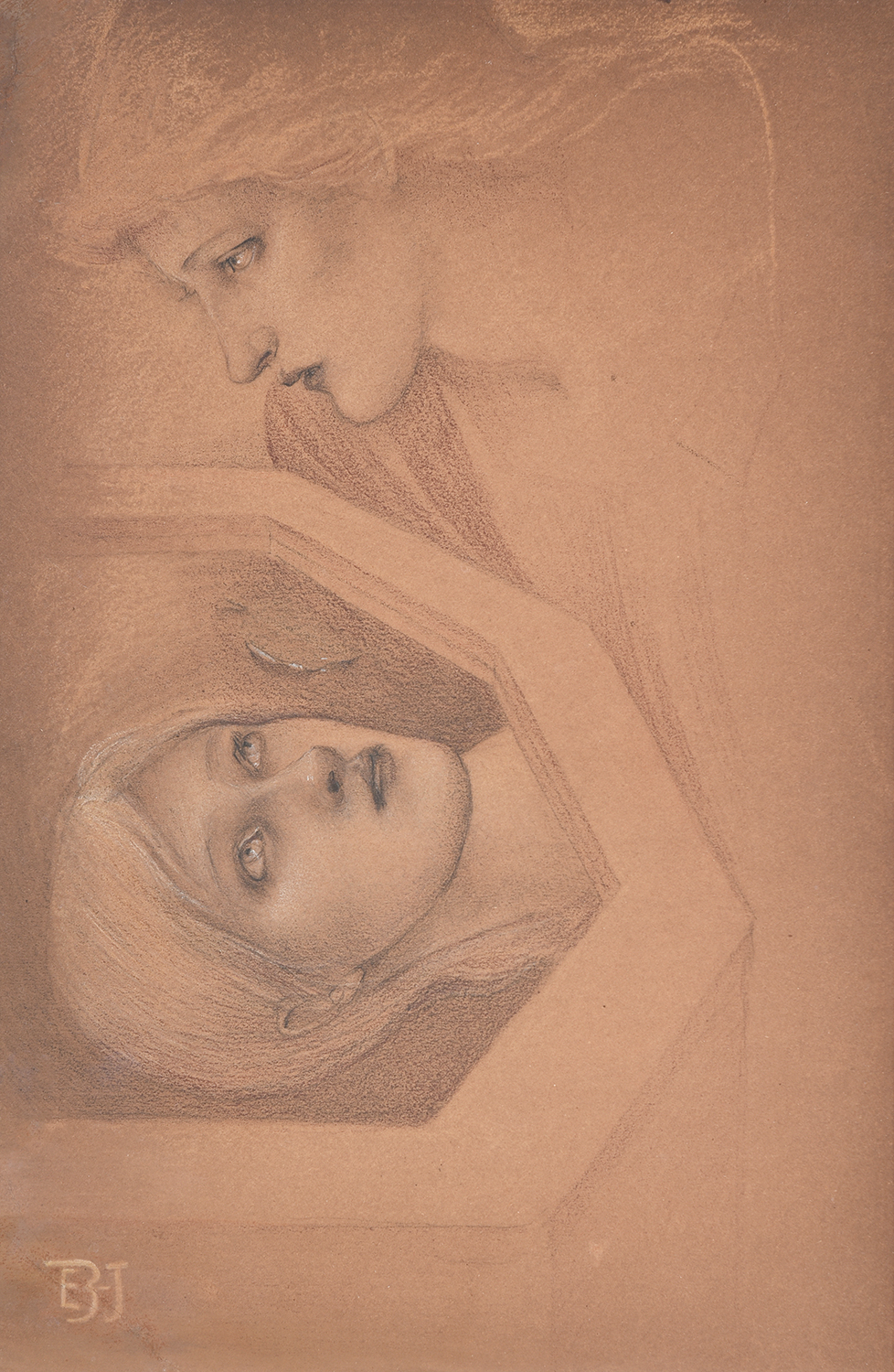 Inline Image - Lot 94: Edward Coley Burne-Jones (British 1833 - 1898), 'Study for The Baleful Head', Charcoal and brown chalk heightened with white | Est. £15,000-20,000 (+ fees)