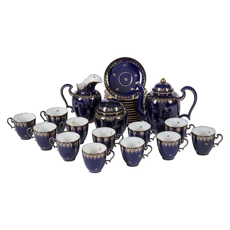 A Sevres blue ground and gilt part coffee service, various dates 20th century