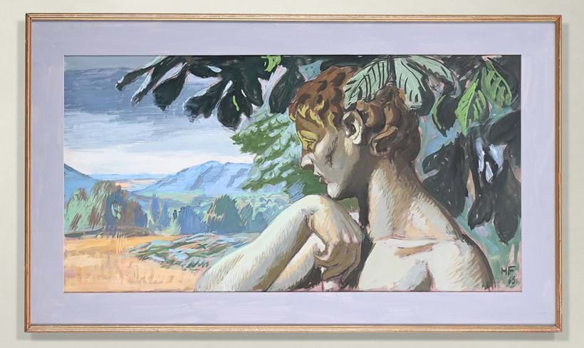 Inline Image - Hans Feibusch (German 1898-1998), 'Classical sculpture, head and shoulders, looking out across the landscape', Gouache | Est. £1,000-1,500 (+ fees)