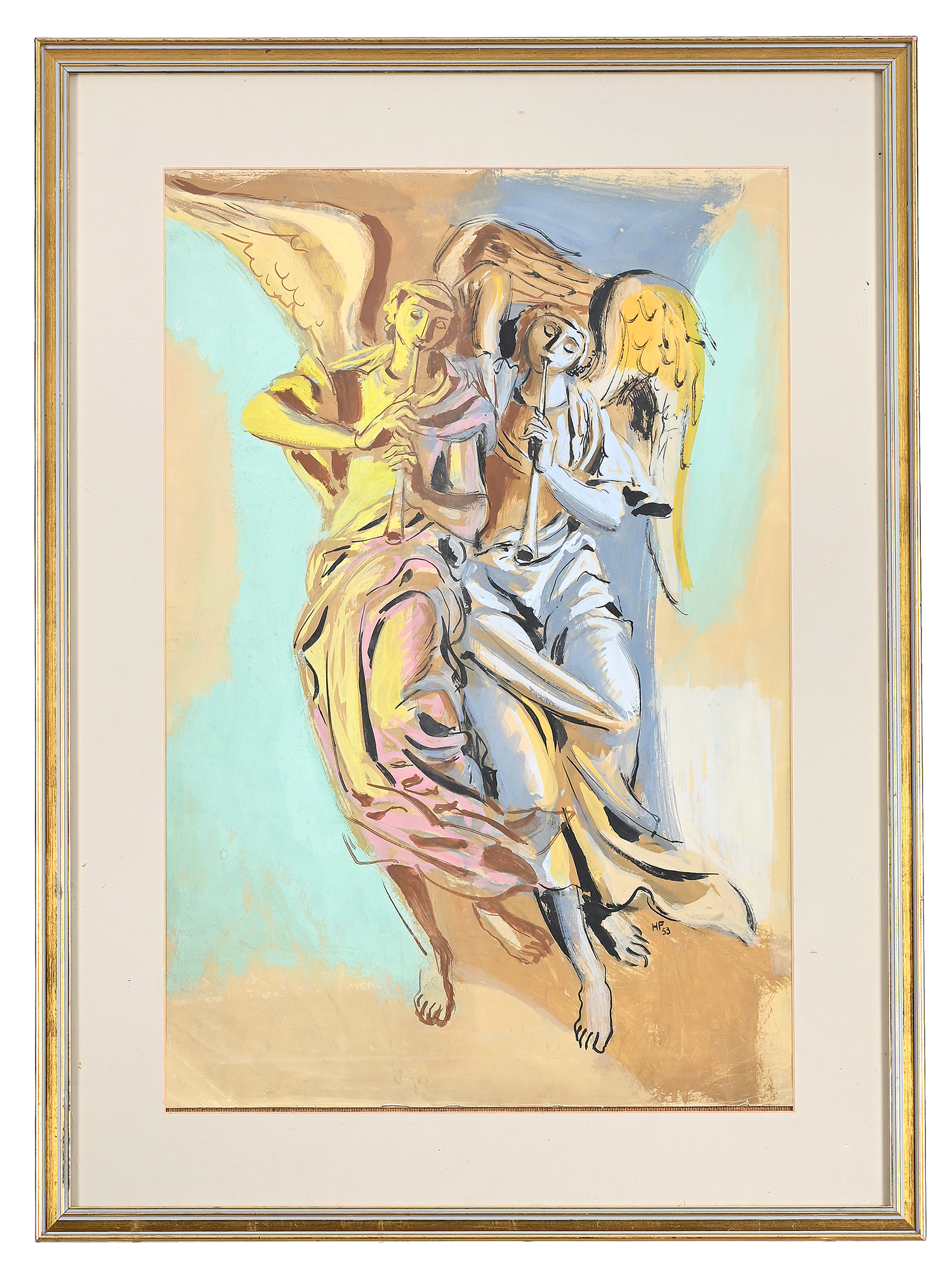 Inline Image - Hans Feibusch (German 1898-1998), 'Two Angels', Gouache | Est. £200-400 (+ fees)