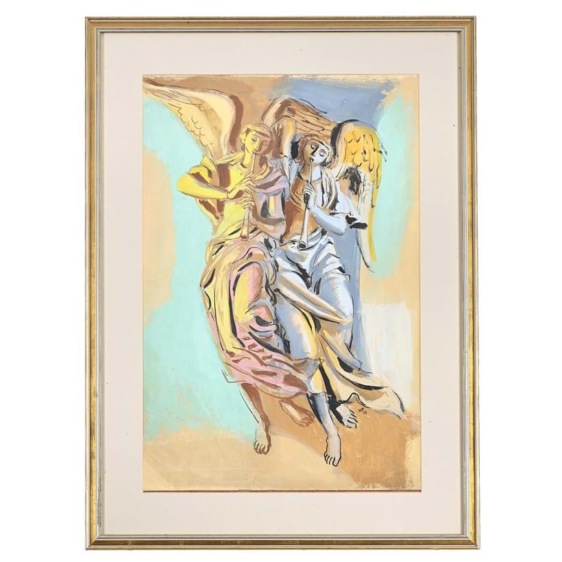 Inline Image - Hans Feibusch (German 1898-1998), 'Two Angels', Gouache | Est. £200-400 (+ fees)