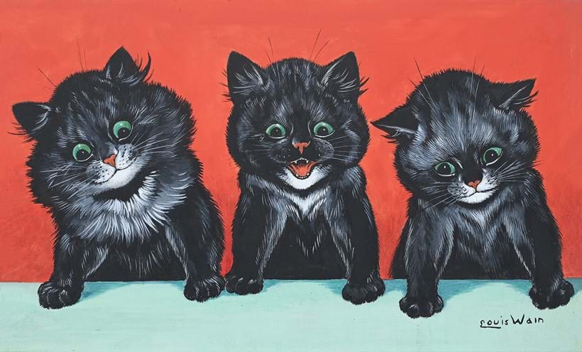 Inline Image - Lot 105: Louis Wain (British 1860-1939), ‘There is luck in odd numbers’, Gouache heightened with white | Est. £2,000-3,000 (+ fees)