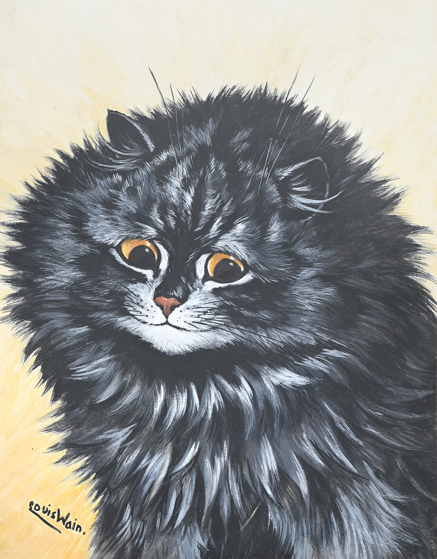Inline Image - Lot 107: Louis Wain (British 1860-1939), ‘Black Cat’, Gouache heightened with white | Est. £2,500-3,500 (+ fees)