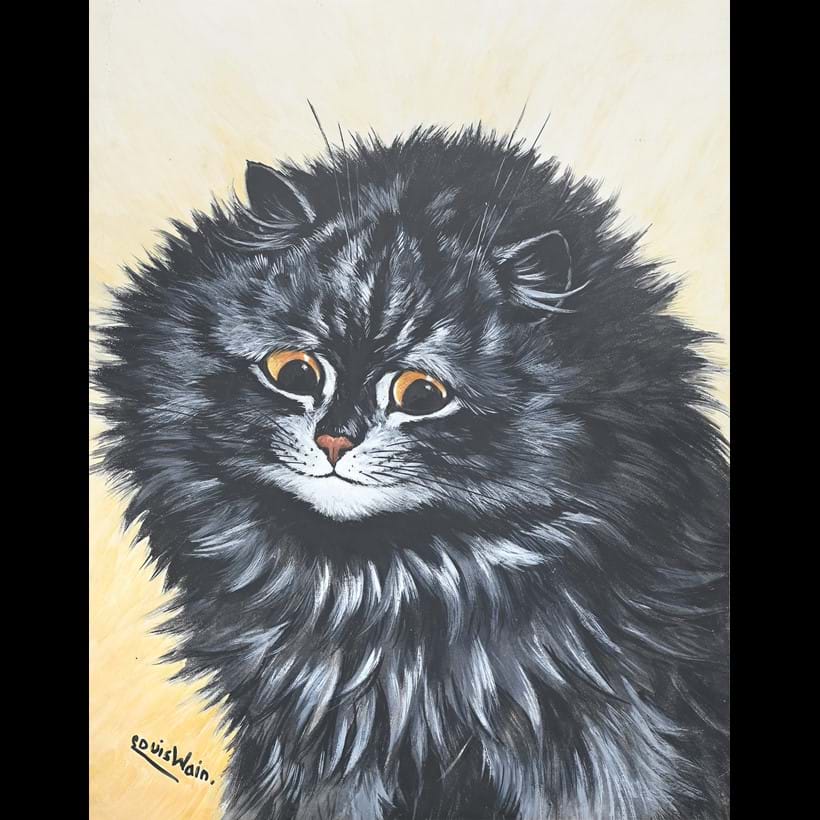 Inline Image - Lot 107: Louis Wain (British 1860-1939), ‘Black Cat’, Gouache heightened with white | Est. £2,500-3,500 (+ fees)