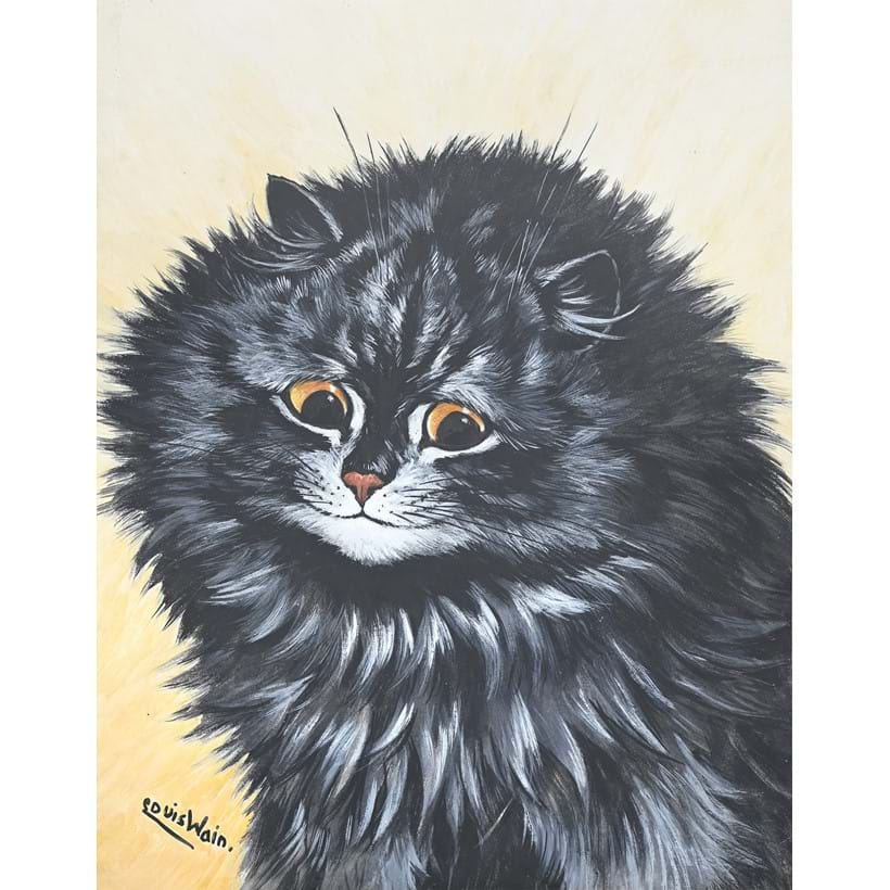 Inline Image - Lot 107: Louis Wain (British 1860-1939), ‘Black Cat’, Gouache heightened with white | Est. £2,500-3,500 (+ fees)