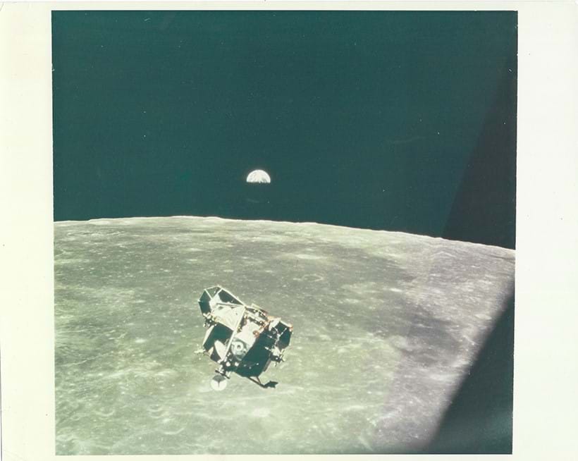 Inline Image - Lot 210: The 'Eagle' station-keeping with Earth rising in the background, Apollo 11, 16-24 July 1969 | Est. £1,500-2,500 (+ fees)