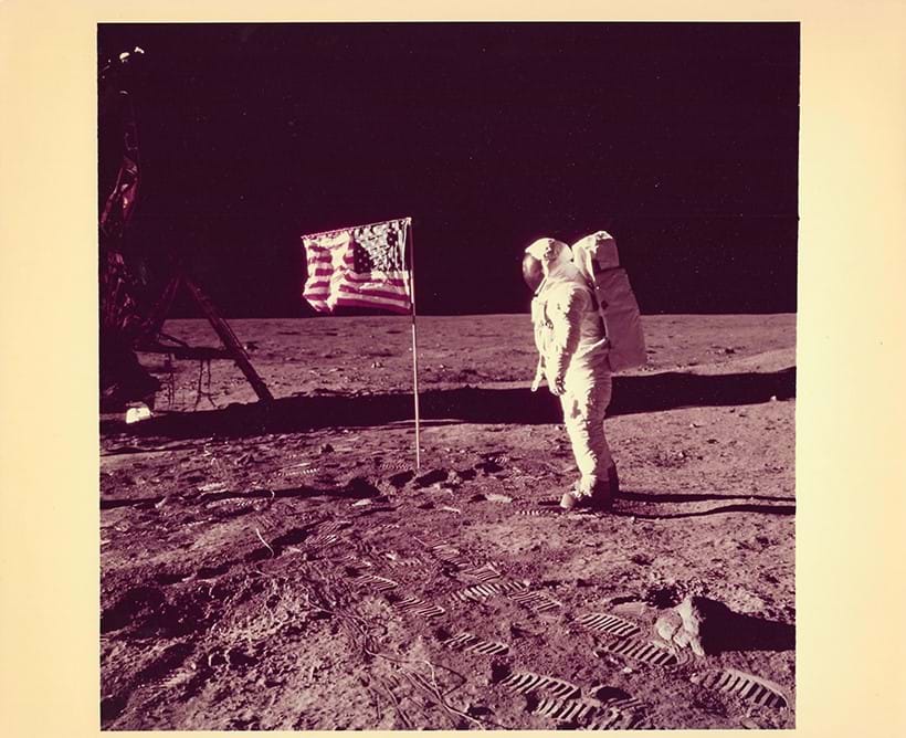Inline Image - Lot 192: Buzz Aldrin beside the deployed U.S. flag, Apollo 11, 16-24 July 1969 | Est. £1,000-1,500 (+ fees)