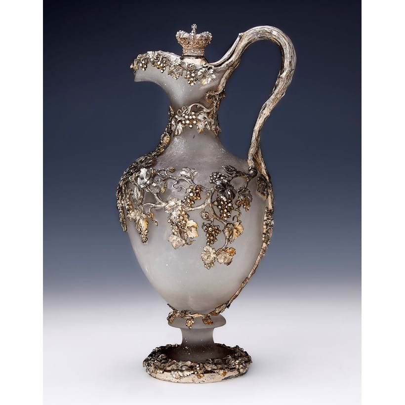 Inline Image - Lot 61: A Victorian silver mounted and frosted glass claret jug, John Mortimer & John Samuel Hunt, London 1843 | Est. £2,500-3,500 (+ fees)