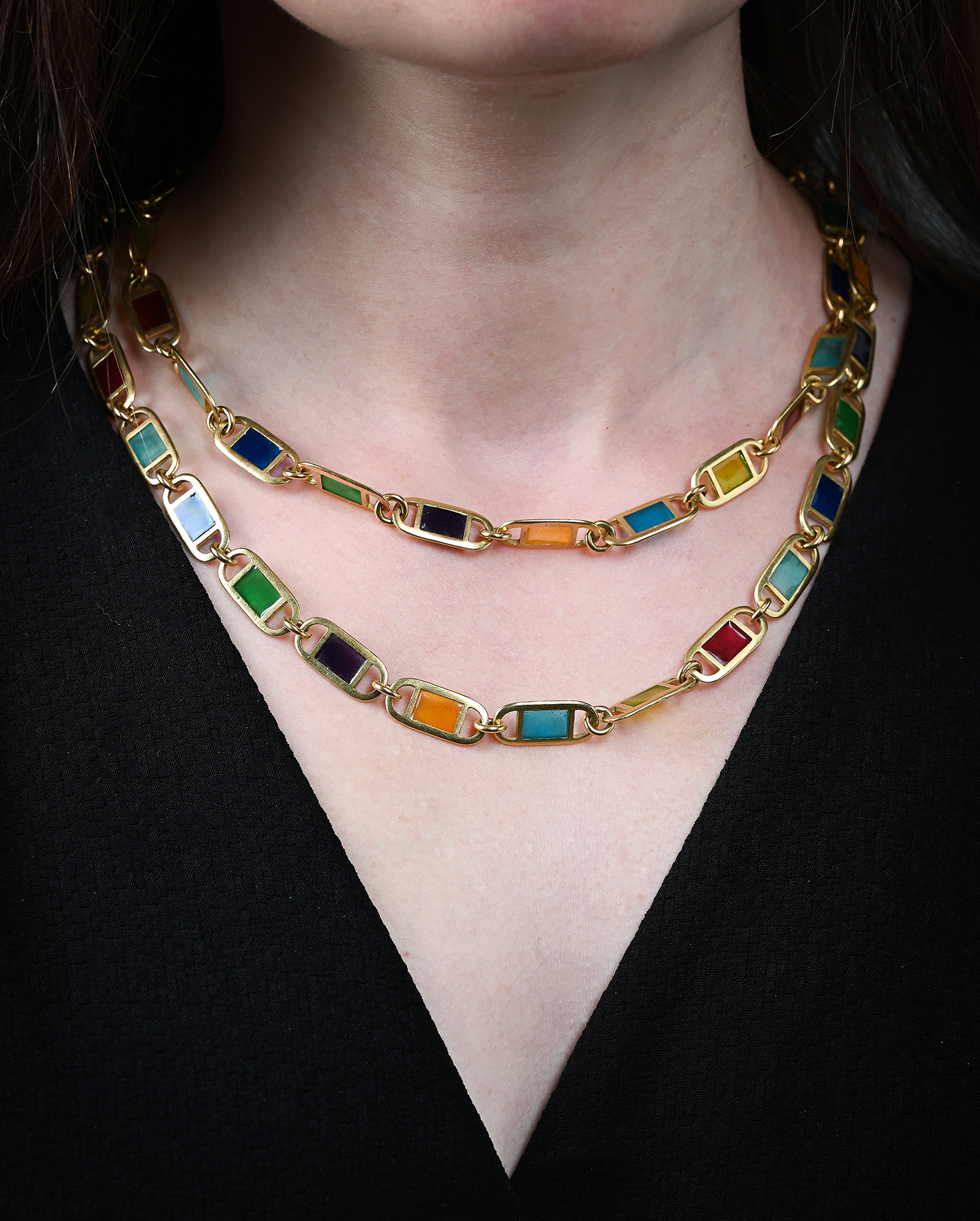 Inline Image - Lot 237: A polychrome plique á jour enamel long chain | Est. £2,000-3,000 (+ fees)