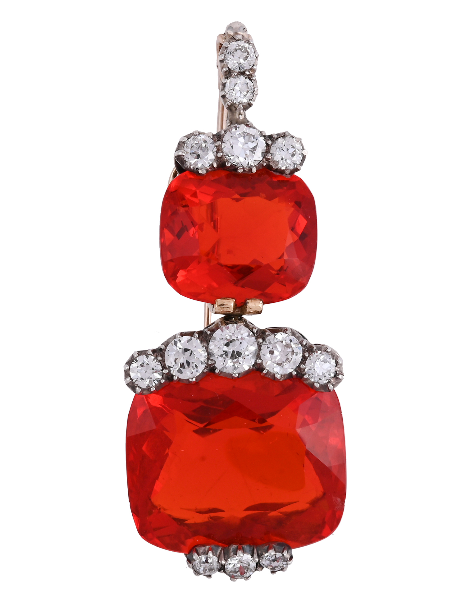 Inline Image - Lot 279: A fire opal and diamond brooch/pendant | Est. £2,000-3,000 (+ fees)