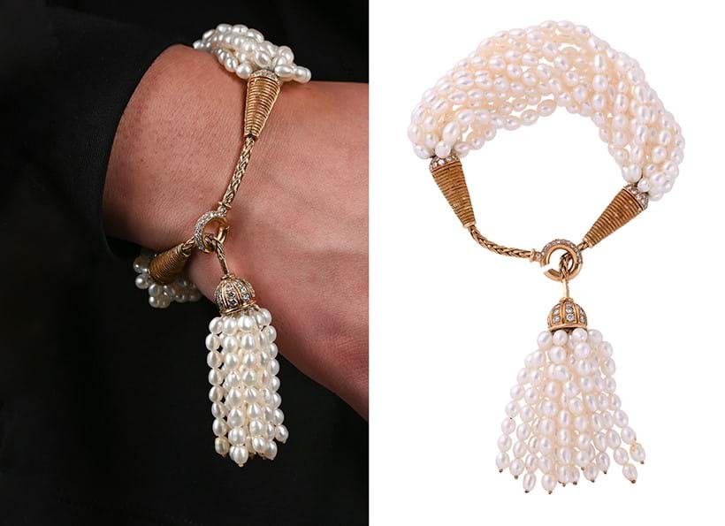 Inline Image - Lot 246: René Boivin, a diamond, gold coloured and cultured pearl bracelet | Est. £3,000-5,000 (+ fees)