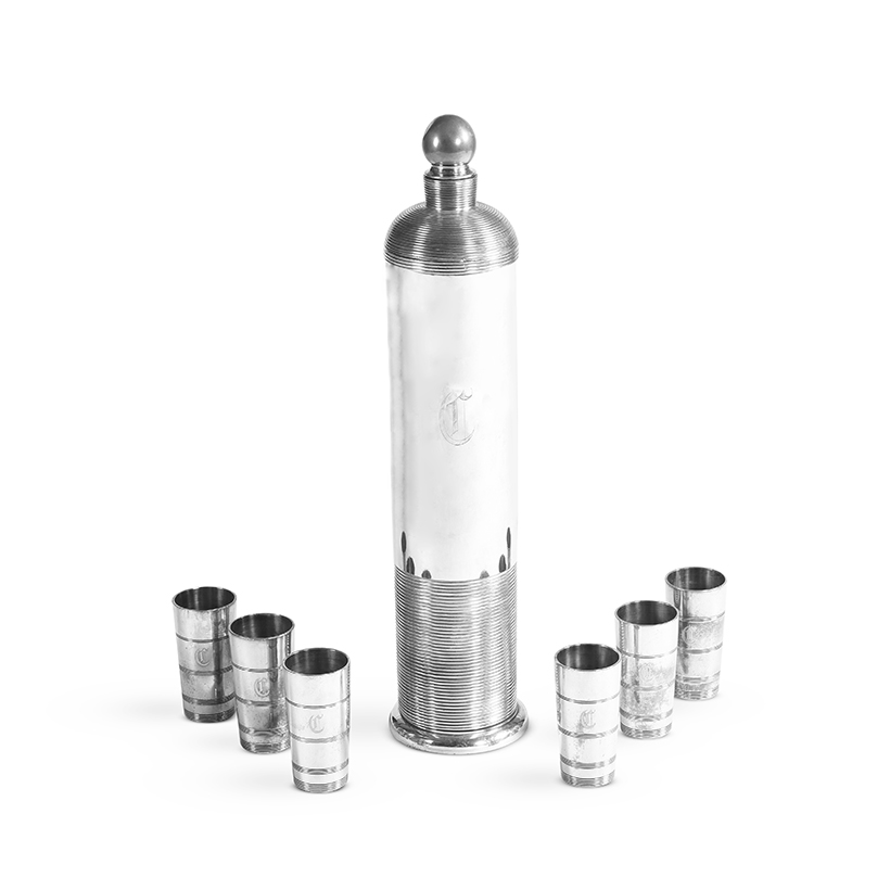 A Lurelle Guild for international silver company silver-plated metal cocktail set, circa 1930