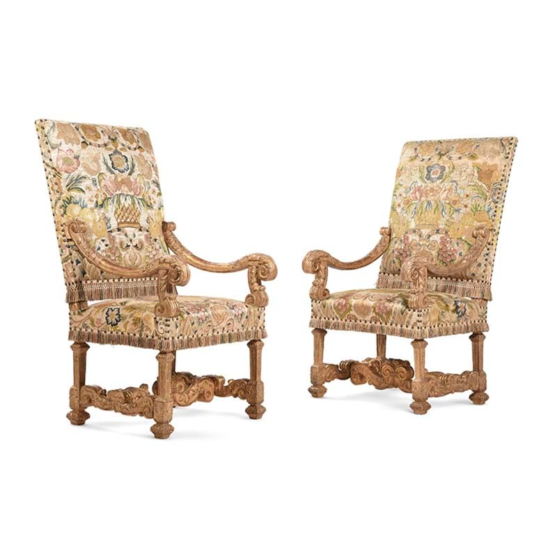 A Pair of Louis XIV giltwood fauteuils, early 18th century