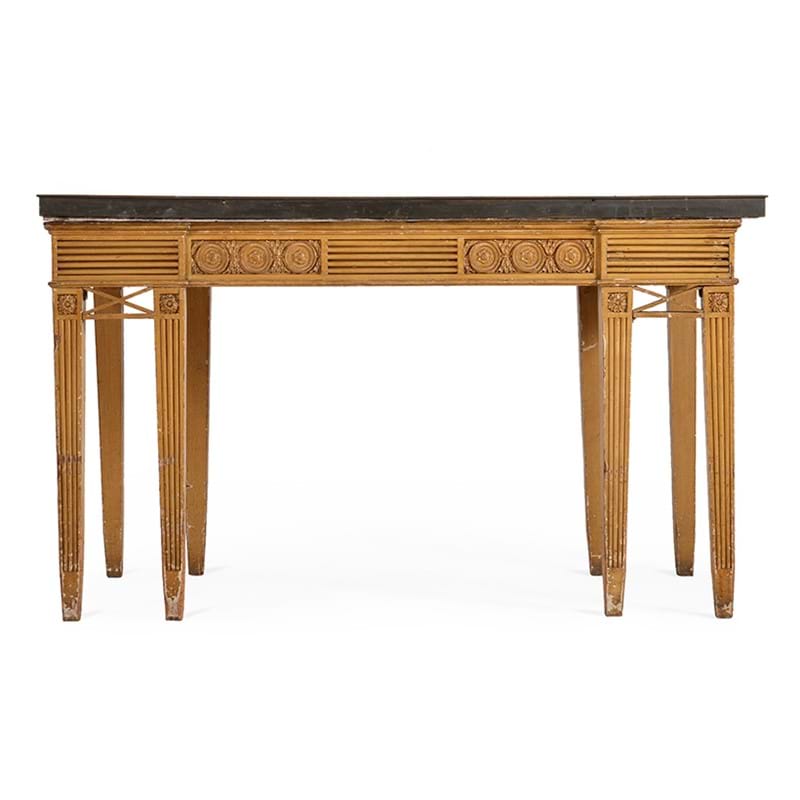A carved and scumbled wood side or console table, in George III style, 19th century
