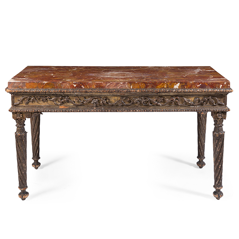 A neoclassical gilt varnished silver ('mecca') side table, italian, late 18th/early 19th century