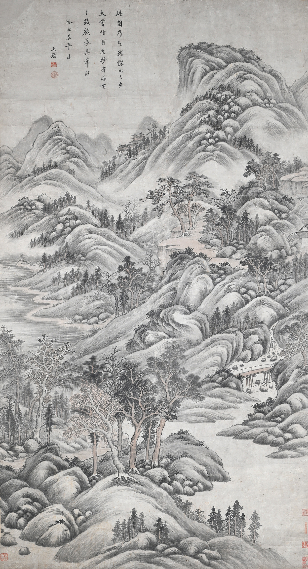 Lot 229 Attributed To Wang Jian (1598 1677), Landscape In Ju Ran Style, Ink On Paper, Scroll
