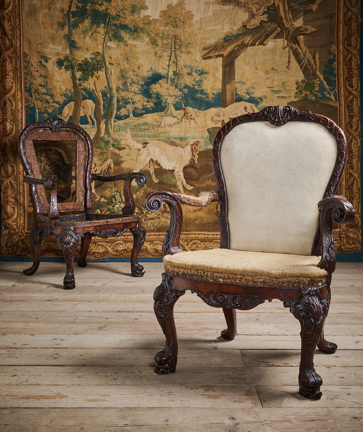 Lot 39 Pair Of George II Armchairs After Designs By William Kent And John Vardy