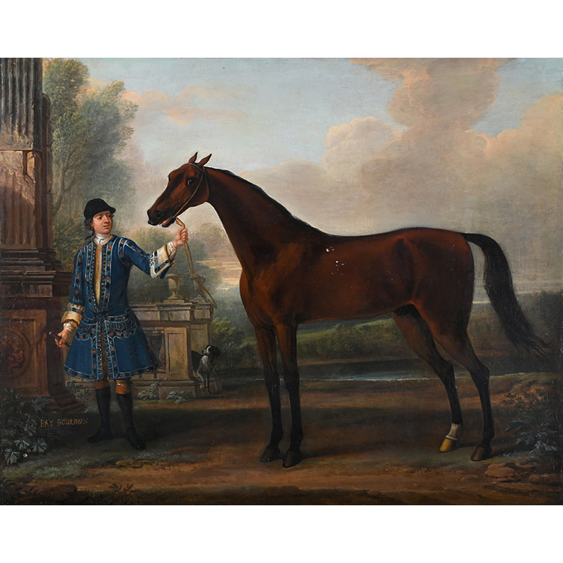 John Wootton (British 1686-1765), ‘Bay Bolton, Held by a Groom, In A Parkland Setting’, Oil on canvas