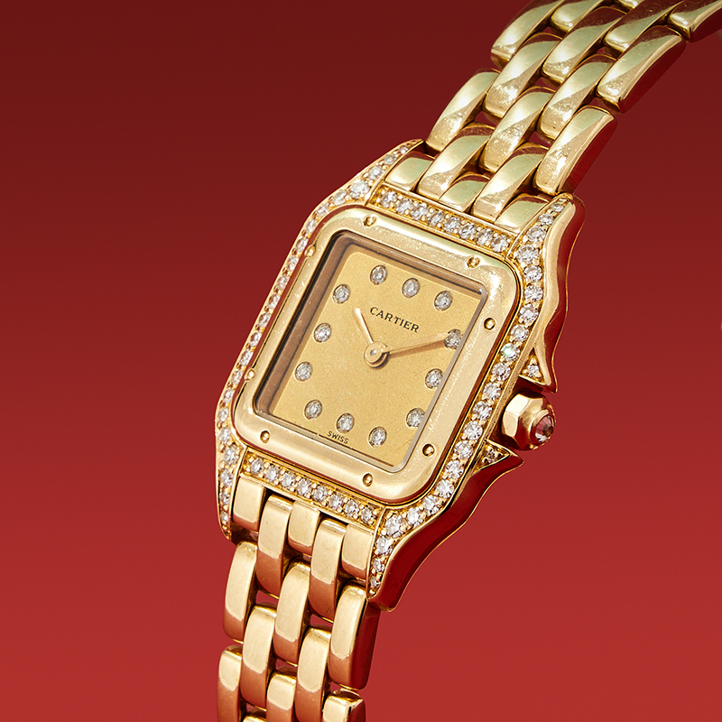 Cartier, Panthère, lady's gold and diamond bracelet watch