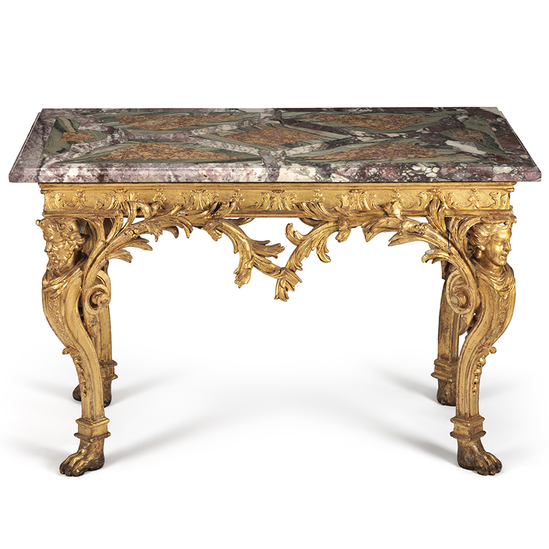 A giltwood, Brescia Africana, Cippolino and Brescia Di Spagna side table, Italian
