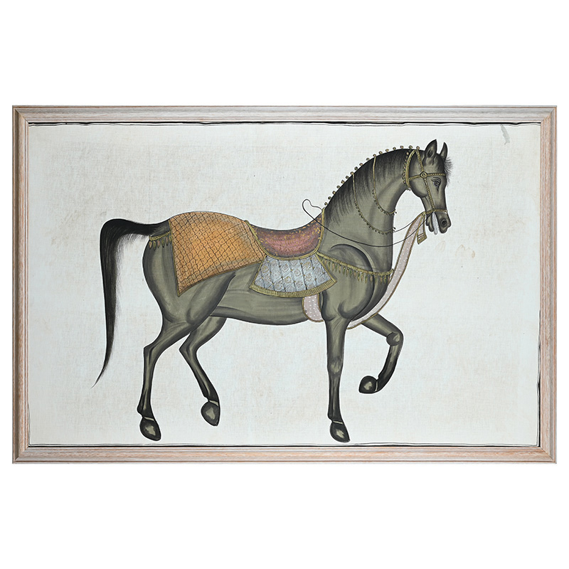 Indian School (20th century), ‘Horse Adorned in Decoration’, silk painting