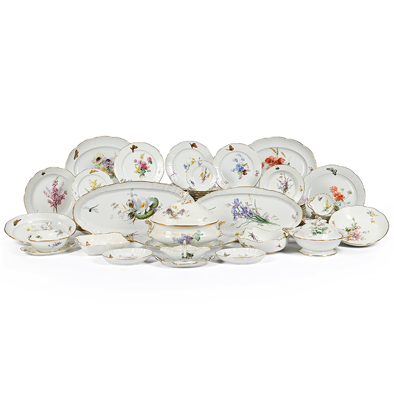 Meissen, flowers and butterflies, an extensive porcelain dinner-service, circa 1910