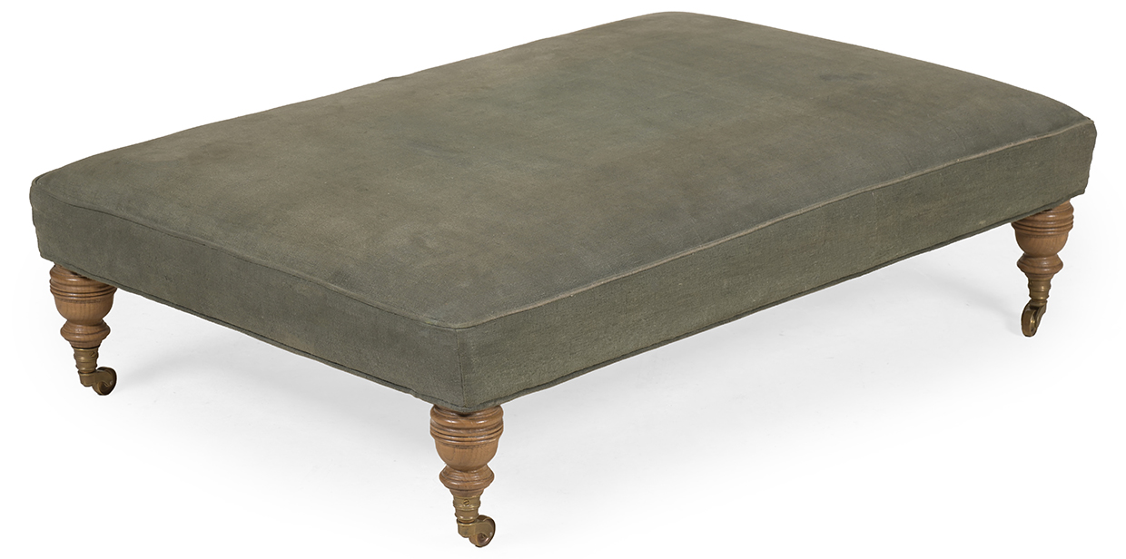 Lot 1020 A LARGE LORFORDS UPHOLSTERED RECTANGULAR CENTRE STOOL, MODERN (1)