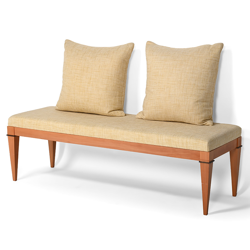 Gosling London, a maple and bronze mounted footstool, in the manner of David Linley, modern
