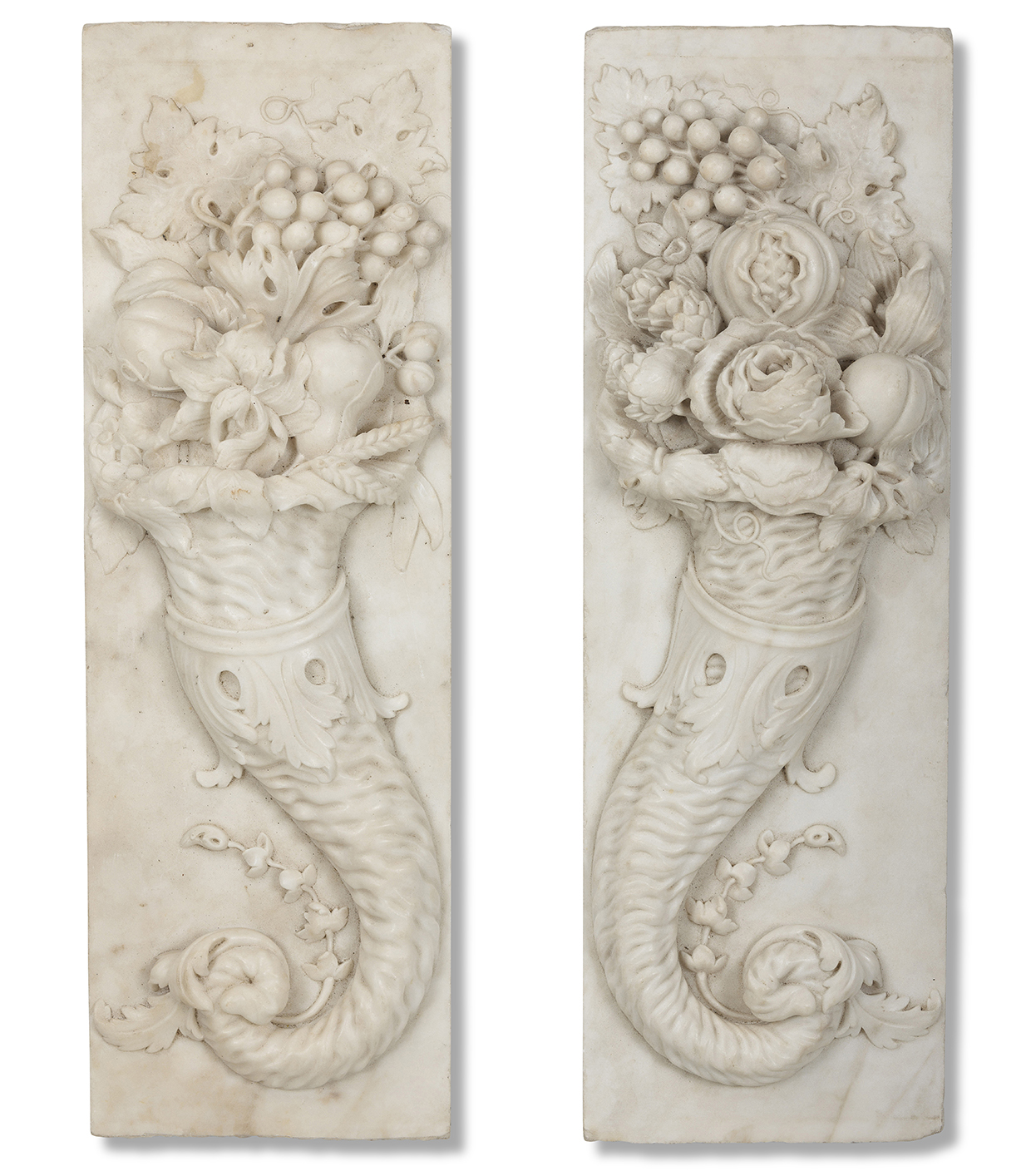 A Large Pair Of George III Marble Cornucopia