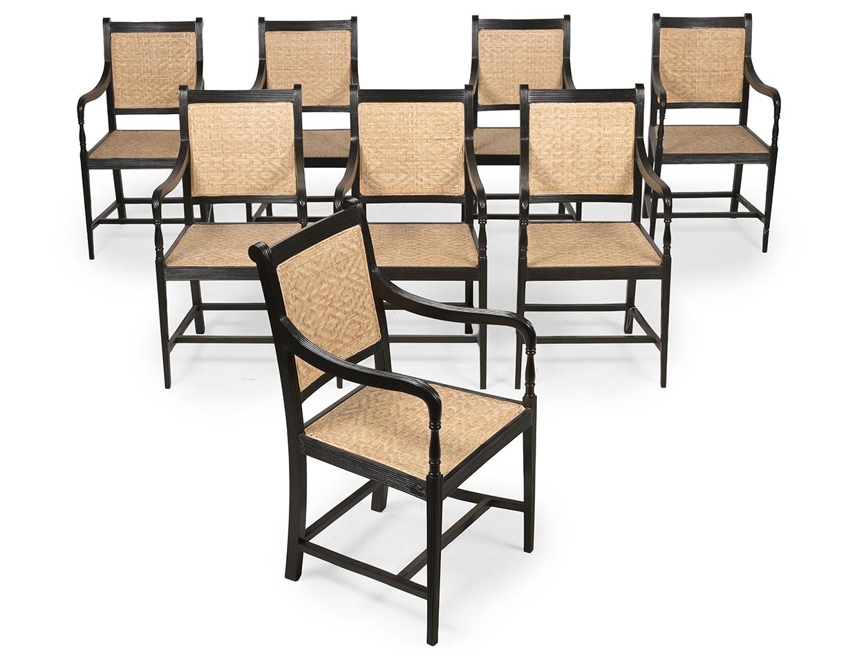 Lot 1181 A Set Of Eight Ebont Armchairs