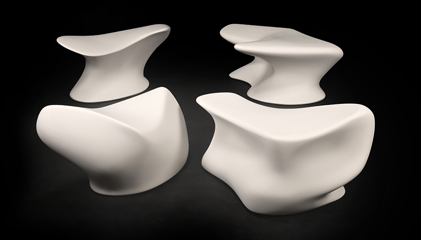820W Lot 345 Zaha Hadid (Iraqi:British, 1950 2016), Four 'Nekton' Stools, Designed 2007, 2015