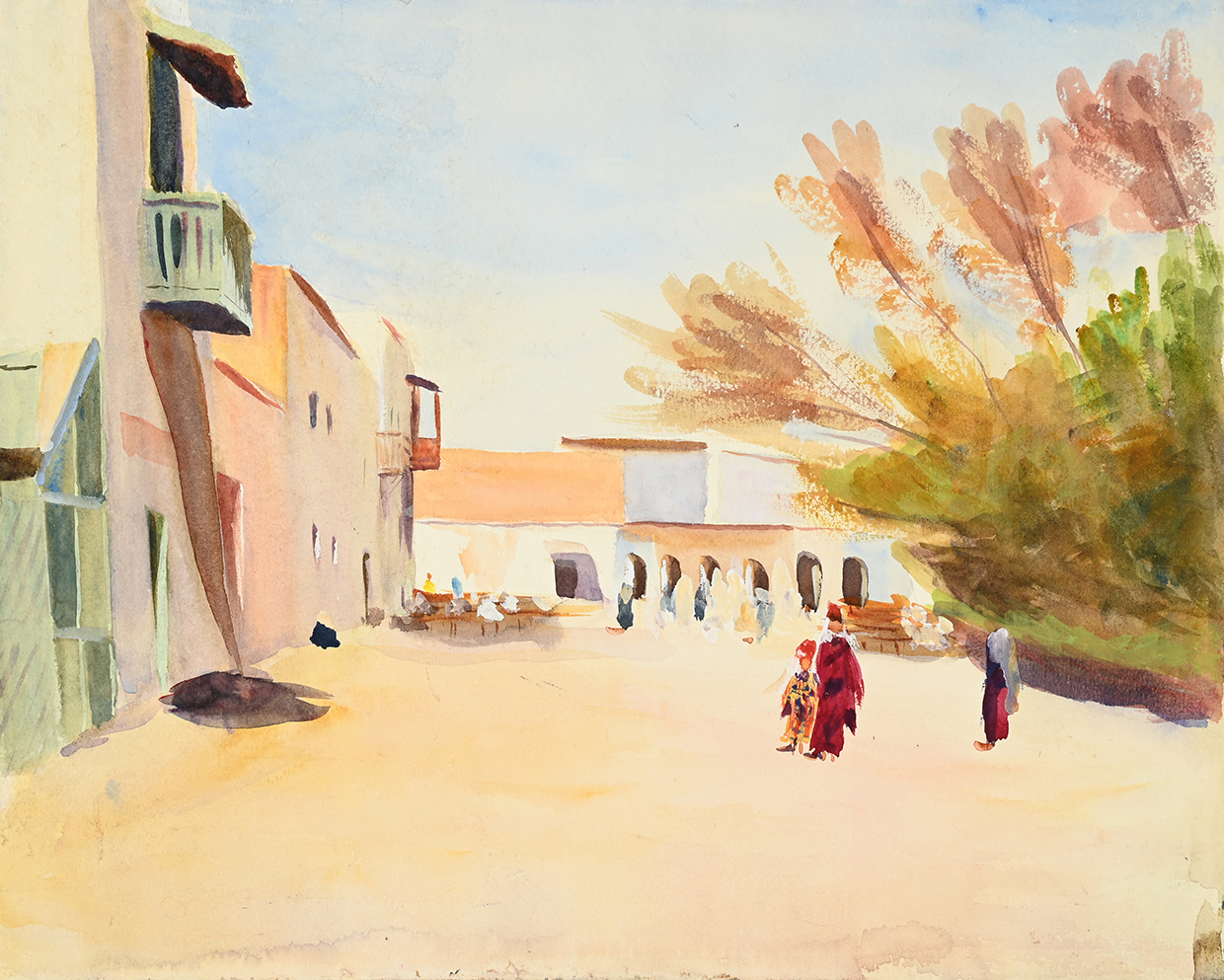 Lot 34 Emily Sargent, 'Market Square, Biskra, Algeria'