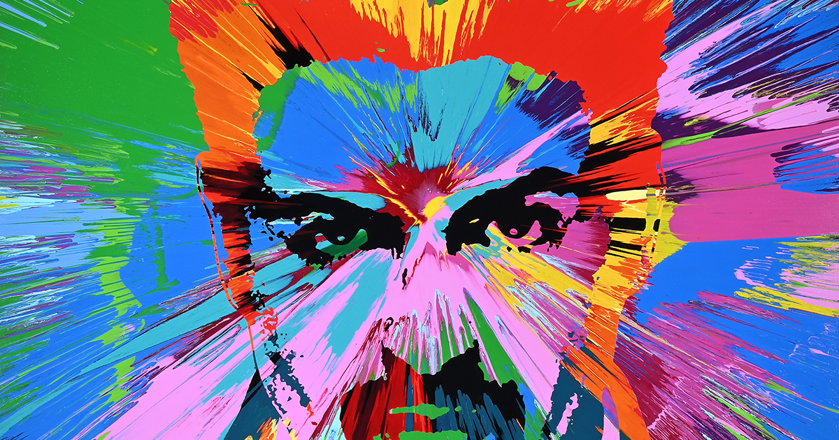 Large-Scale Damien Hirst Spin Portrait of the Late Music Icon