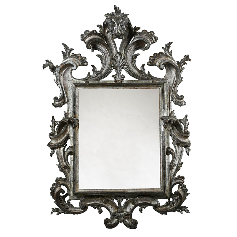 A silvered Lacca e mecca style silvered Florentine mirror, Italian, 20th century