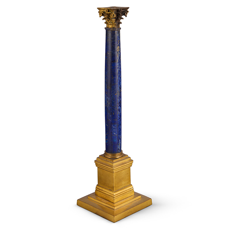 An ormolu mounted lapis lazuli Corinthian column, probably Russian, early 19th century
