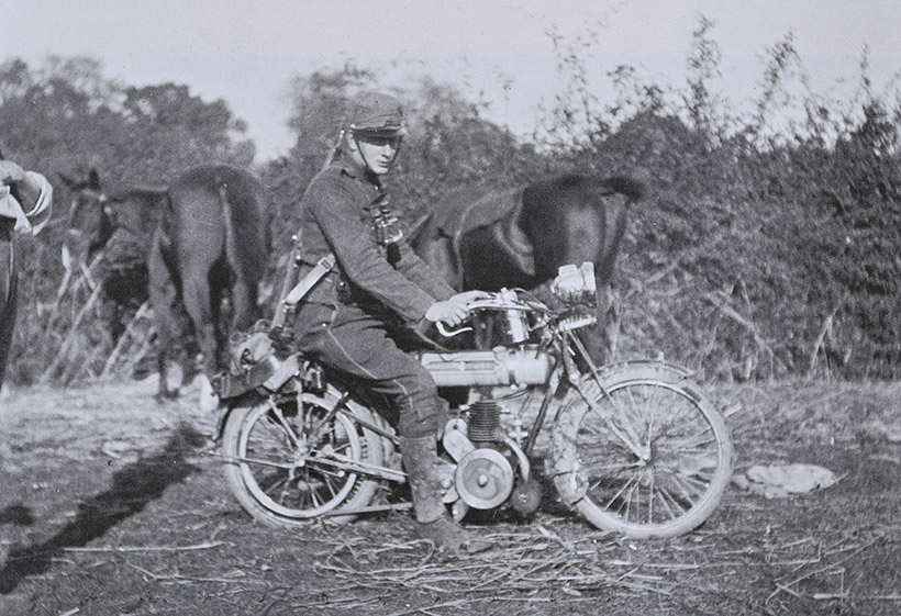 Maze On His Motorcycle During World War I, 1914