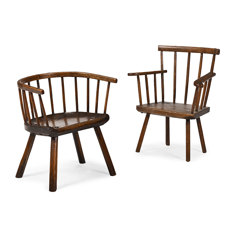 A child's primitive ash and elm hoop back armchair, Welsh, late 18th century